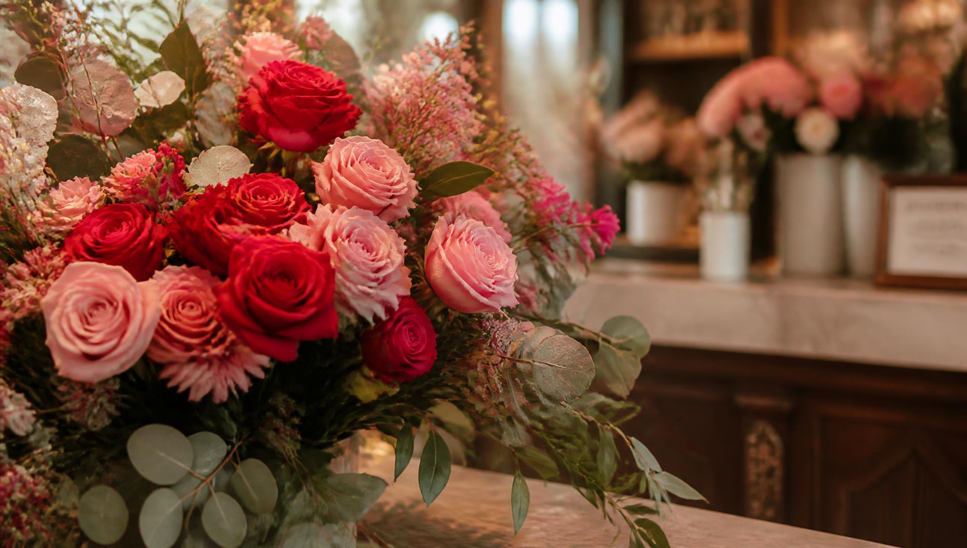Arranjo de rosas frescas na Floricultura Maranata em Presidente Prudente